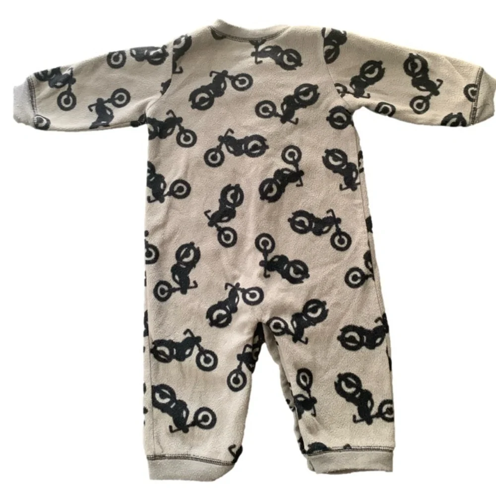 Carter’s Black Gray Motorcycle Tough Like Dad Fleece Long Sleeve Onesie 12Mos
